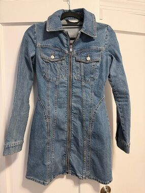 Zara Light Blue Denim Mini Dress Jacket